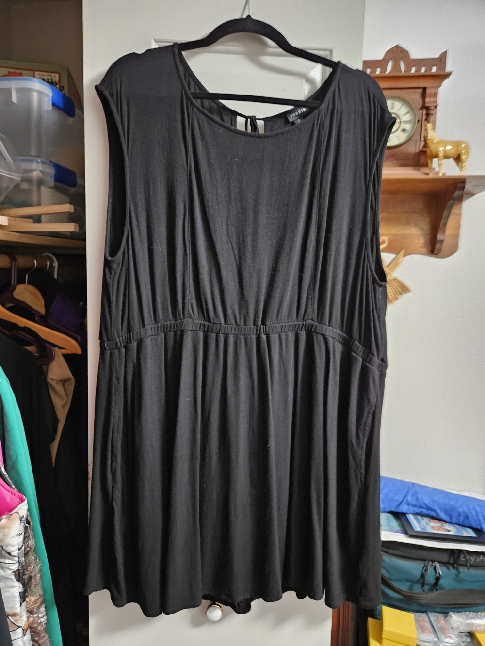 torrid Black Sleeveless A-Line Midi Dress with Waist Detail